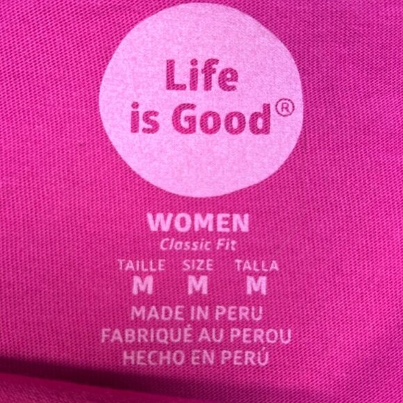 Life Is Good Crusher Tee Crew Medium Shirt Top Pink Cotton Soft Casual Outdoors - Picture 6 of 7